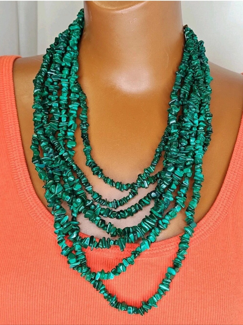 Jay King Mine Finds 925 Sterling Silver Malachite Necklace Draped Multi 7 Strand